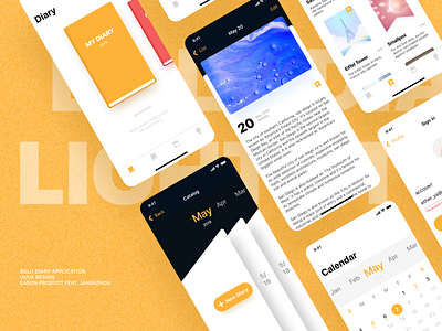 Bolo Diary Application - Light/Dark Mode app bolo book calendar clean dark design diary light list paper read ui ux