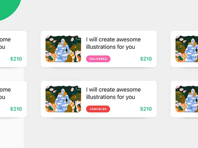 Order statuses app card design fiverr gig green mobile order status white