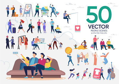People Scenes Flat Collection analytics business character child family friendly group happy home man meeting music outdoors people scenes set sport weekend woman