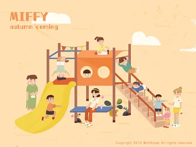 院子里的滑滑梯 design paintings