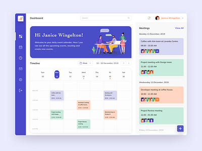 Meetify Dashboard Design app calendar design calender card event icon illustration location management app meeting meetup mobile design reminder schedule task management tasks time to do app ui ux