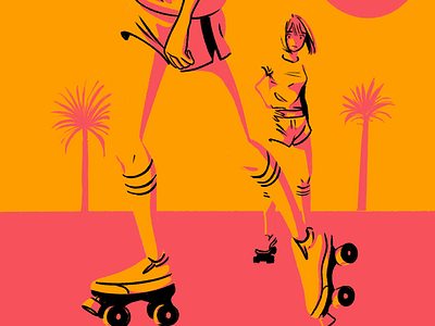 California Sun art california character color colour design female figure illustration negative original pose red roller skate simple skate space sun woman yellow