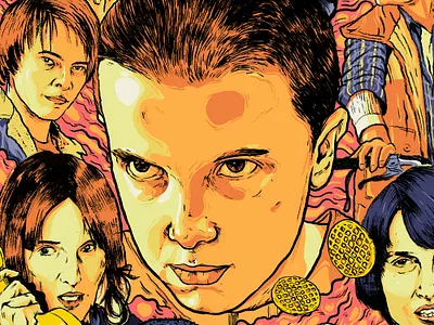 Stranger Things- Millie Bobby Brown 80s 80s style activity actor actors design digital art graphic design graphics illustration keyart marketing agency mobile netflix thecommas