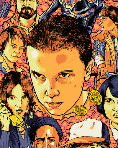 Stranger Things- Millie Bobby Brown 80s 80s style activity actor actors design digital art graphic design graphics illustration keyart marketing agency mobile netflix thecommas