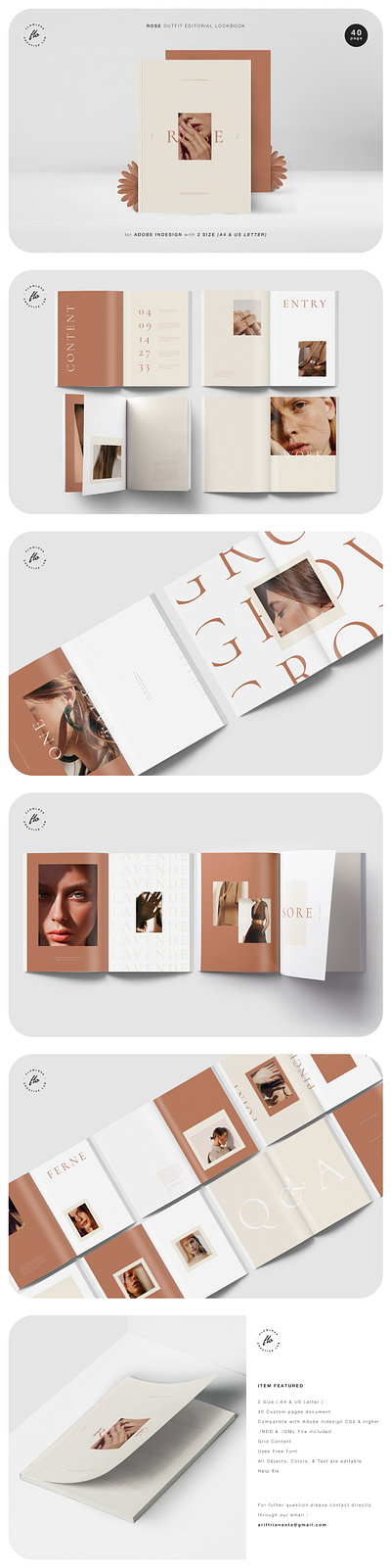 ROSE Outfit Editorial Lookbook branding brochure business editorial elegant lookbook lookbook template magazine modern outfit portfolio template
