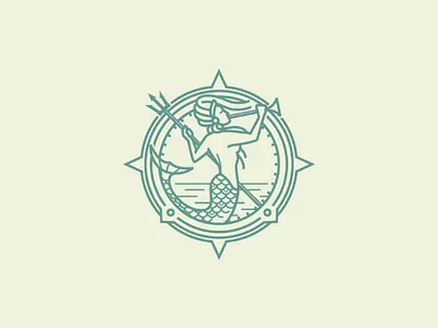 Mermaid Compass compass exploration horn line art logo maiden marine mark mermaid monoline mythology ocean sailing sea siren travel trident water waves woman