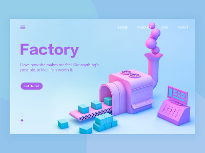 factory c4d clean design factory ios pink ui