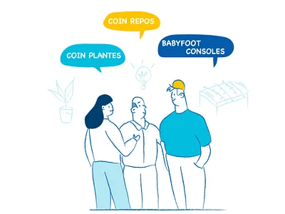 Illustration - New workplace : ideation cocreation creation design doodle goodplace ideation illustration illustrator people plant team ui vector workplace workshop