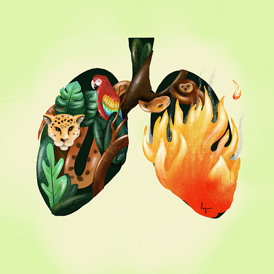 amazon art debut design digital art digitalart fire illustration parrot procreate snake ui wood