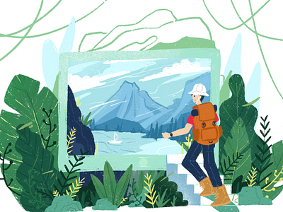 Wanderlust adventure design ecommerce editorial explorer homepage illustration life mobile plants tree website