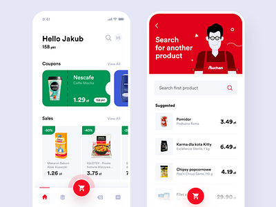 Auchan redesign concept main page & search app auchan concept design flat home interface itcraft mobile redesign ui ux