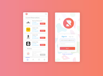 Reservation App app design design app ios light log in screen sign in ui user interface ux