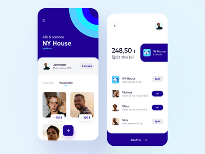 Split Expenses App app bank color creative dashboard design dribbble ios minimal trend ui ux