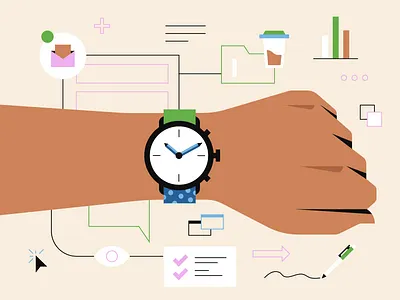 On The Clock business hand illustration illustrator office productivity work