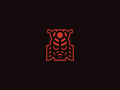 Samurai Logo abstract design flat helmet japanese logo mask minimal samurai vector