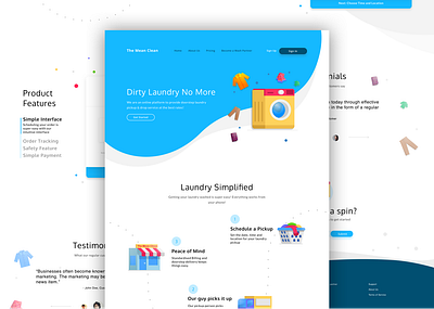 Homepage - Laundry App Website app branding bright design flat graphic homepage icon illustration laundry mobile static page typography ui ux vector web website