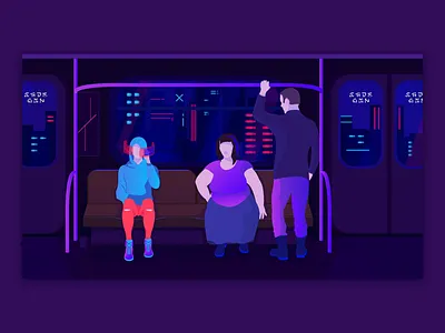Technology is magic #1. Augmented Reality. augmented reality boy building character cyberpunk fantasy future gradient illustration magic metro neon night series art technology train transport ukraine underground vector