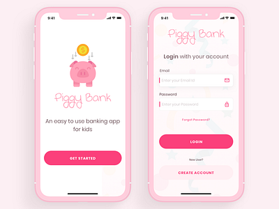 Piggybank App animation app design flat icon illustration interaction design minimal ui ux vector web