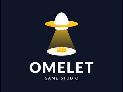 Omelet Game Studio alien app breakfast character chicken design egg food game icon illustration logo logodesign logodesigns logos playful simple space ufo yolk