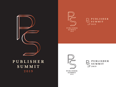 Publisher Summit Final Logo art deco branding event logo metallic monogram publishers