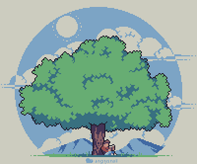 Reading under a tree 16bit 8bit 8bitart firstshot gameart illustration pixel pixel art pixelart pixels sprite