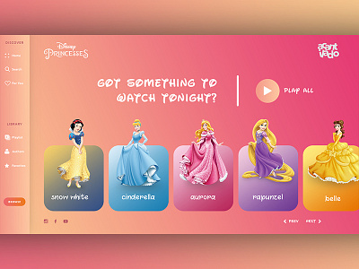 Disney Princesses design minimalism typography ui ui design uidesign ux ux design web