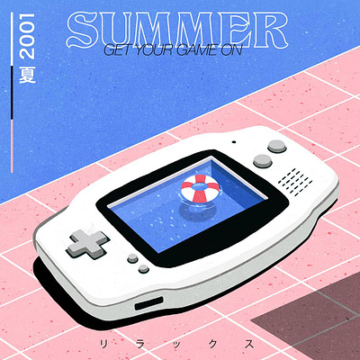 summer 2001 aesthetic citypop gameboy illustraion nintendo pool retro vaporwave vintage