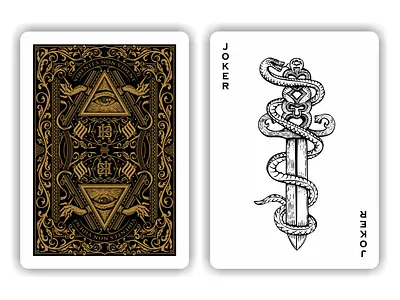 KB playing cards design etching hand drawn illustration intricate joker monogram old school ornate playing cards scratchboard snake vector victorian vintage woodcut