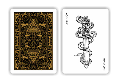 KB playing cards design etching hand drawn illustration intricate joker monogram old school ornate playing cards scratchboard snake vector victorian vintage woodcut