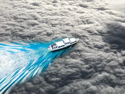 Skyboat boat color morphing photo sky