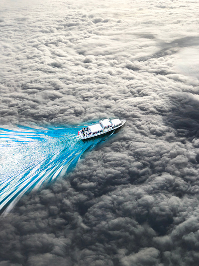 Skyboat boat color morphing photo sky