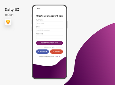 Sign up - Daily UI 001 dailyui dailyui 001 dailyuichallenge mobile app design signup sketch