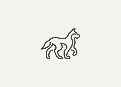 Two Lines Dog Logo branding dog husky lineart logo mark wolf