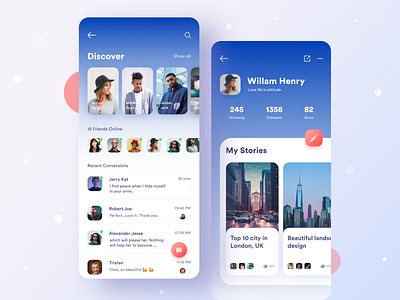 Social app 2019 design trend app conversition app creative design darling app dribbble best shot mobile app mobile app ui mobile app ui design profile app ui social media app ui design ui ux design