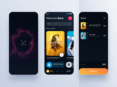 Gaming Store Checkout Particles Animation after effects animation app checkout ecommerce gaming app gradient mobile motion design particles payment store app trendy ui ux