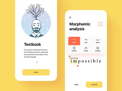 Russian Language App design app clean design icons interface mobile ui ux yellow