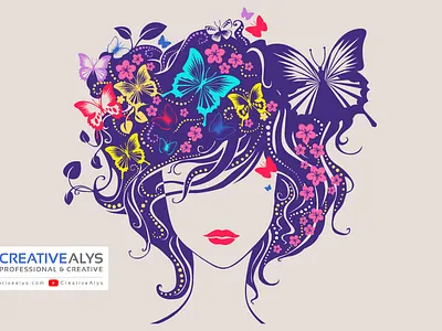 Beautiful Woman Head Floral Vector Artwork abstract floral artwork abstract illustration abstract vector artwork beautiful artwork design floral artwork floral illustration floral vector artwork graphic design illustration vector vector illustration