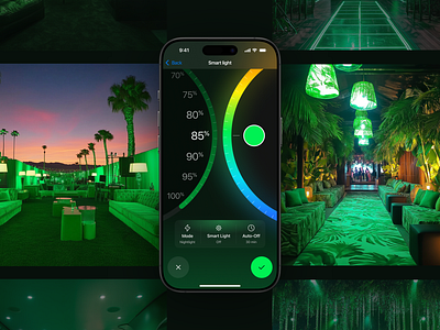 Smart Light UI – Ambient Lighting Control 3d ambientlight appdesign branding creativeui darkmode futuristic graphic design homeautomation interactiondesign lightingcontrol minimaldesign mobileui neon smarthome smartlight ui ux