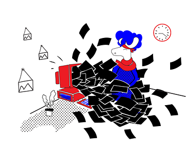 Lots of emails art black and white deer digital art digital illustration halx halx store illustration mascot mascot character