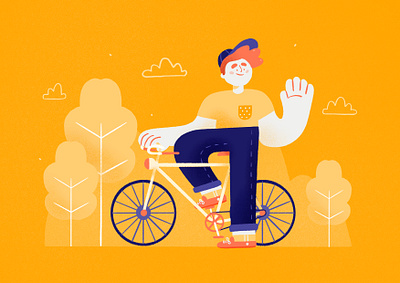 Riding my bicycle 🚲 bicycle bike character character design design drawing holidays illustration ipad men palette procreate yellow