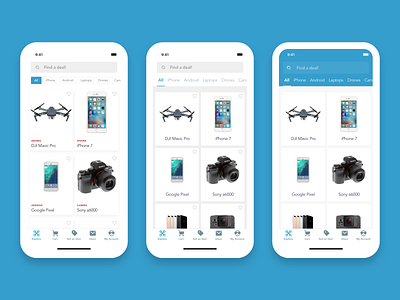 Explore Options - Tech Reseller App bottom navigation discover explore page ecommerce app minimal mobile app design sketch ux ui design