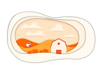 Harvest 3d agriculture autumn cutting fall field harvest illustration illustrator layered minimal orange paper paper cut vector yellow