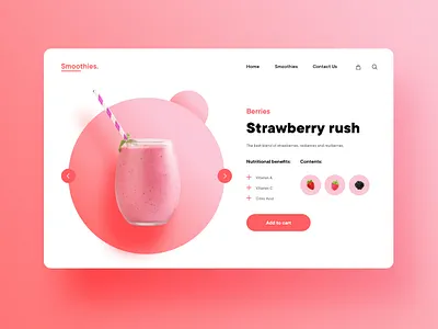 Smoothie design flat graphic design hero section juice landing page design minimal pink pink logo smooth smoothie smoothies software strawberry typography ui ui design uiux ux web