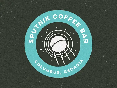 Sputnik Coffee Bar badge badge design branding branding and identity branding design coffee coffee branding coffee shop design identity illustration satellite space stars