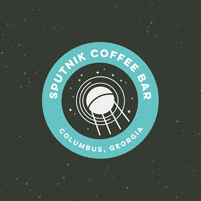 Sputnik Coffee Bar badge badge design branding branding and identity branding design coffee coffee branding coffee shop design identity illustration satellite space stars