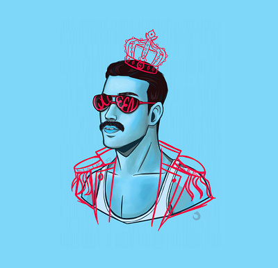 Freddie design digital illustration digital painting fanart freddie mercury graphic design illustration music queen