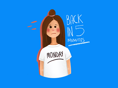 Monday design digital painting editorial girl illustration monday sad stress woman work