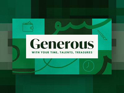 Generous clock generosity green money paintbrush procreate teal texture type typography wallet