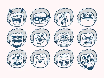 Boymoji - iMessage Sticker Pack boy cartoon cartoon character cartoon illustration cartooning cartoons emoji expressions faces imessage stickers monotone personal project sticker sticker pack