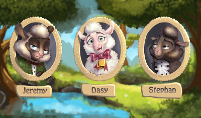 Happy Sheeps art artist cartoony cg characters dasy digitalart enimals game happy painting photoshop sheep
